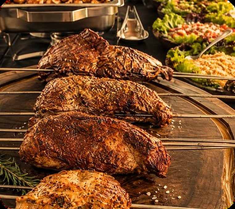 Cortes de carne na grelha do churrasco