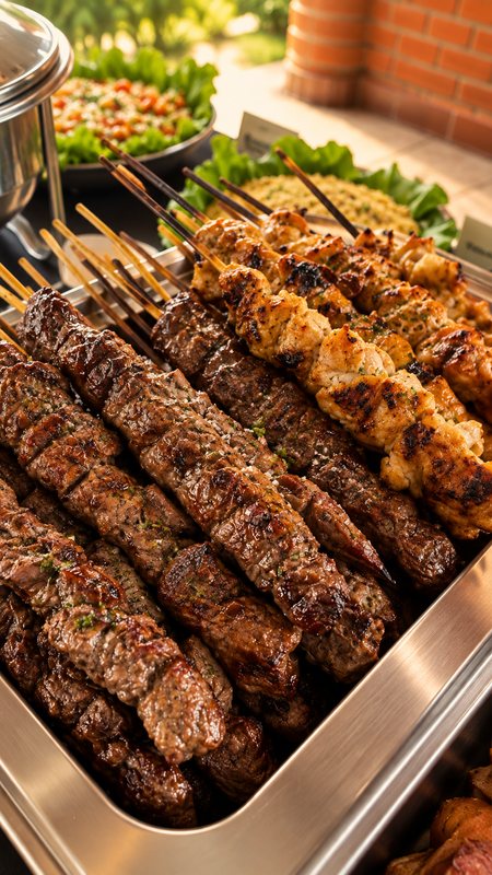 Espetos de churrasco no buffet